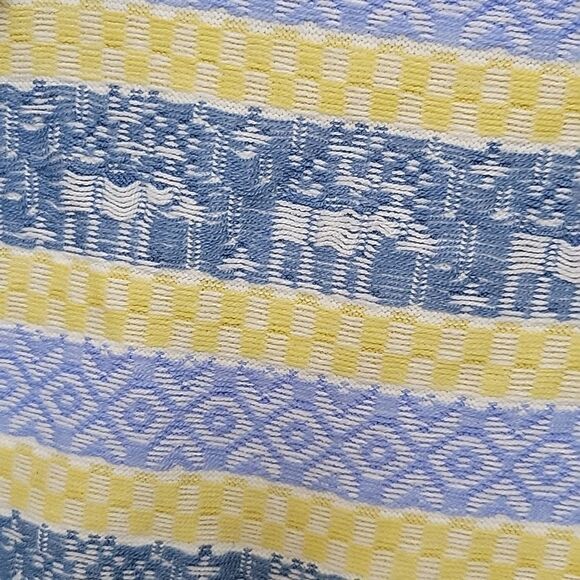 NEW XL FREE PEOPLE BLUE YELLOW CREAM NORDIC BUTTON SWEATER Apres Ski NWT - Picture 7 of 14